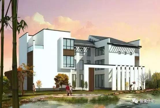 幾款徽派風(fēng)格別墅效果圖片，白墻灰瓦馬頭墻