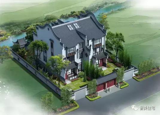 幾款徽派風(fēng)格別墅效果圖片，白墻灰瓦馬頭墻
