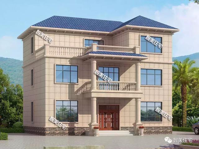 14.6×12.3米三層別墅效果圖片，帶堂屋設(shè)計