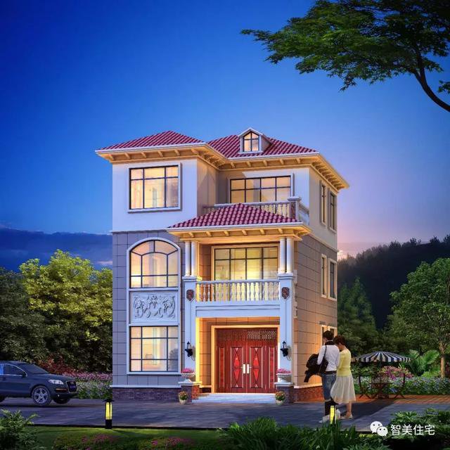 開間8-9米的三層農(nóng)村小洋樓房方案設(shè)計，戶型很實用，造價還低