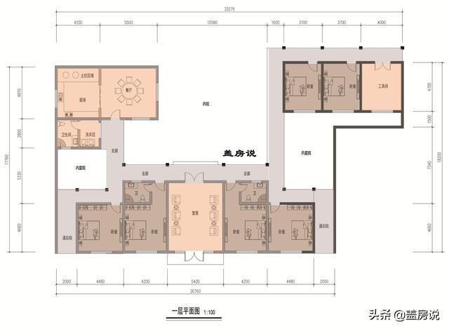 一層中式花園仿古住宅效果圖片和戶型圖，中國傳統(tǒng)精髓