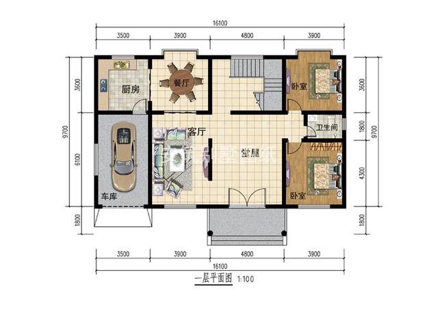 帶車庫的2層民房設(shè)計圖，現(xiàn)在農(nóng)村家家戶戶有車了