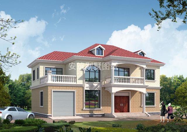 帶車庫的2層民房設(shè)計圖，現(xiàn)在農(nóng)村家家戶戶有車了