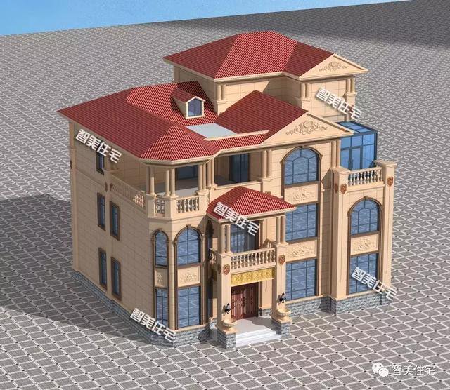 16×13.8米豪華三層半別墅豪宅戶型圖，還帶電梯