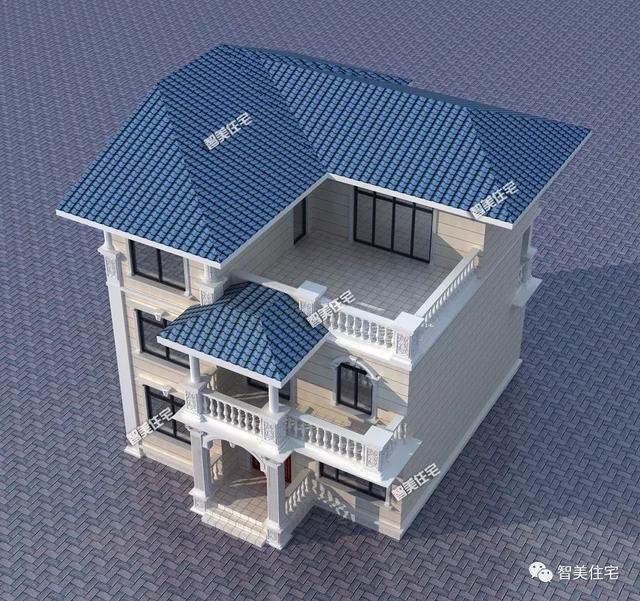 鄉(xiāng)村9.8×11.2米自建住宅方案戶型圖，配色適合農(nóng)村