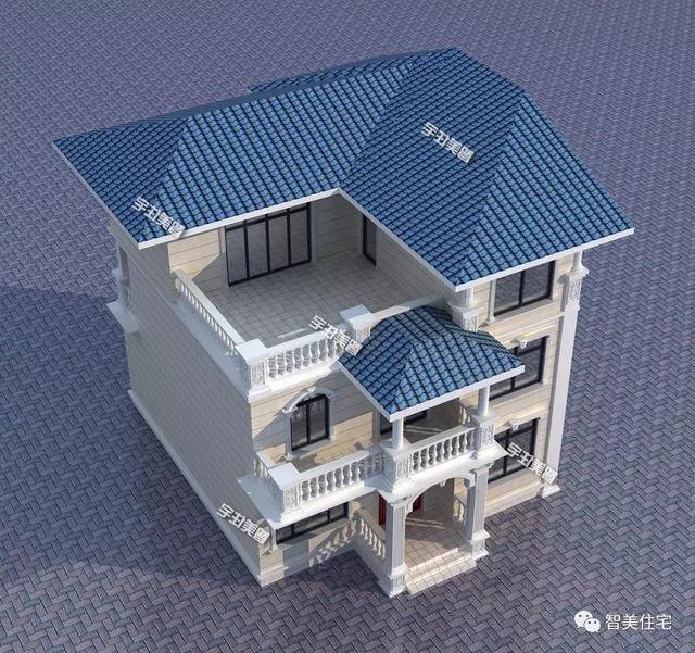 鄉(xiāng)村9.8×11.2米自建住宅方案戶型圖，配色適合農(nóng)村