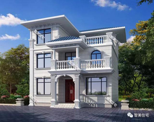 鄉(xiāng)村9.8×11.2米自建住宅方案戶型圖，配色適合農(nóng)村