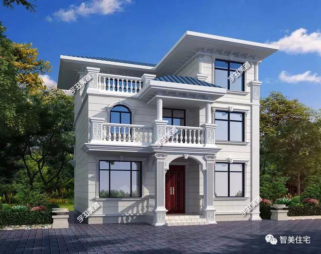 鄉(xiāng)村9.8×11.2米自建住宅方案戶型圖，配色適合農(nóng)村