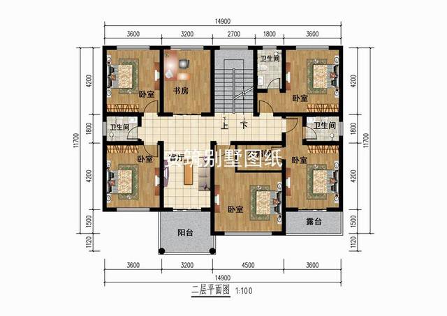 開間14.9米進深11.7米二層農村房子戶型圖，造價34萬