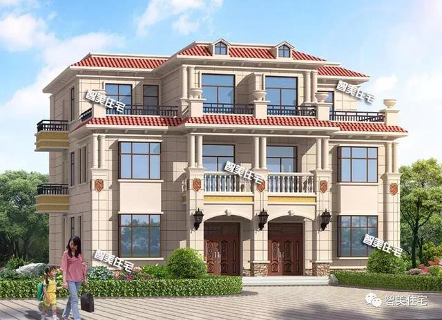 16×16.8米三層兄弟雙拼自建房，平頂設(shè)計戶型