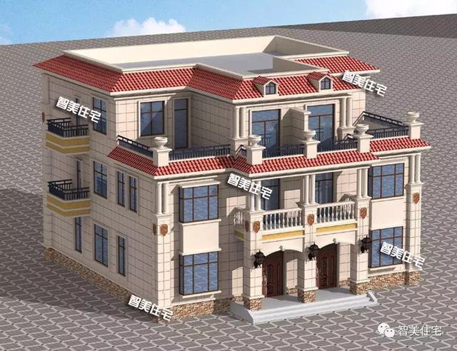 16×16.8米三層兄弟雙拼自建房，平頂設(shè)計戶型