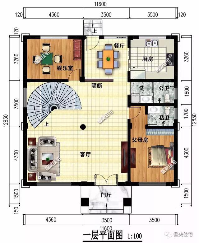 2套客廳挑空設(shè)計的豪宅戶型圖，旋轉(zhuǎn)樓梯PK普通樓梯怎么選