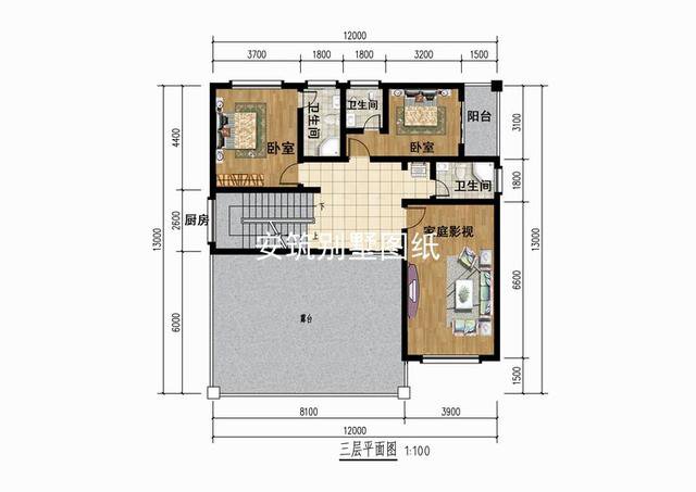 12×13帶露臺簡歐現(xiàn)代三層樓房設計，年輕人喜歡的風格