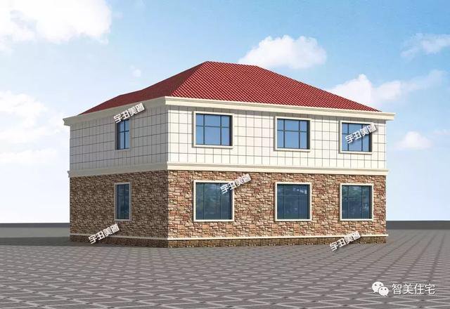 14.2×12.8米二層新民居設(shè)計圖，河南客戶私人定制