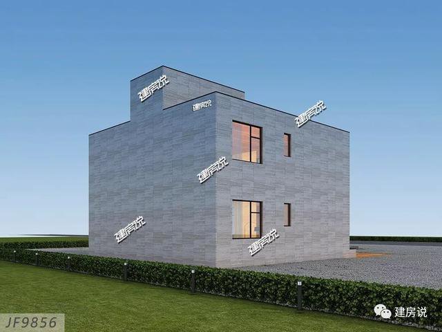 現代風格二層新民居住宅戶型圖，平屋頂設計可以當露臺