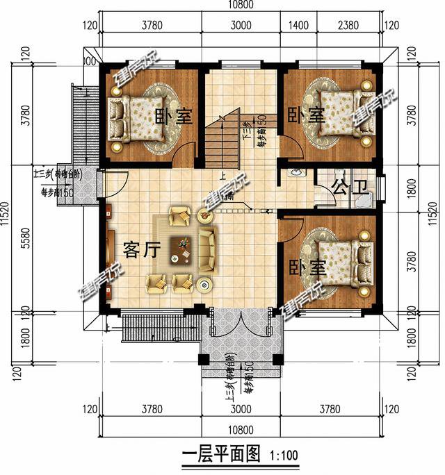 3套120平上下的農(nóng)村房子民宅設計圖，一二層的都有