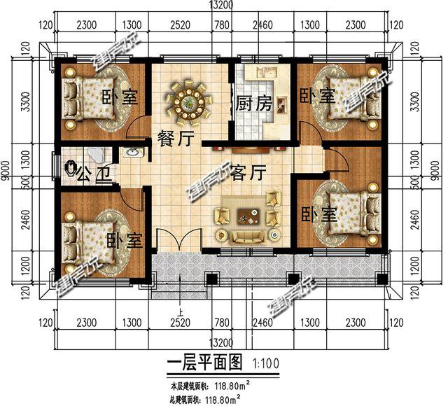 3套120平上下的農(nóng)村房子民宅設計圖，一二層的都有