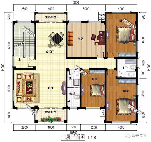 15.8×12.8米農(nóng)村四層民房設(shè)計(jì)，外觀超大氣