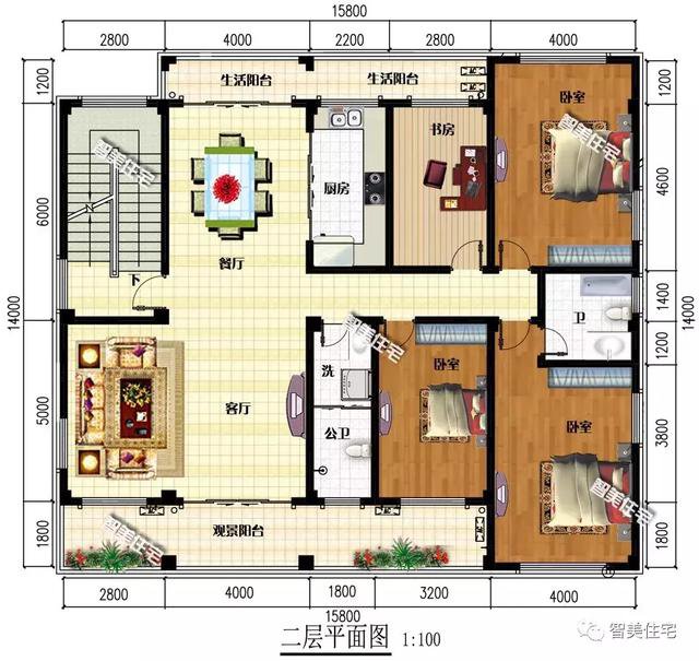15.8×12.8米農(nóng)村四層民房設(shè)計(jì)，外觀超大氣
