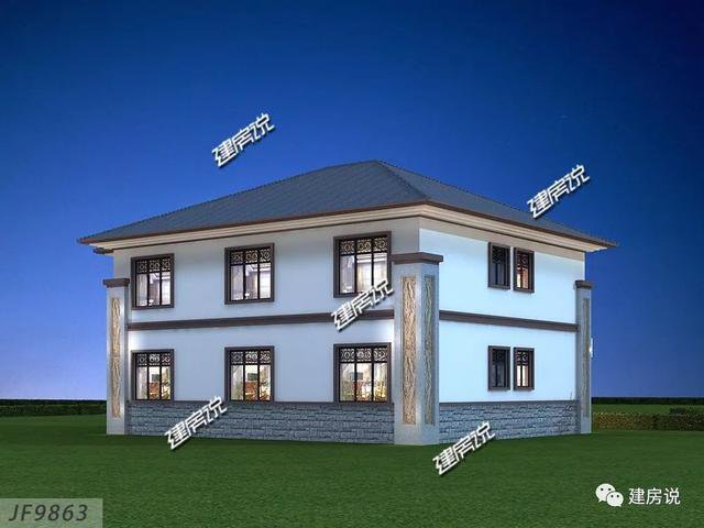 開間16.5米進(jìn)深14米二層新中式別墅圖，回村建一棟高大上別墅