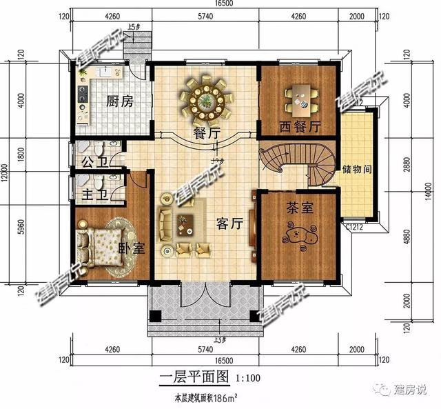 開間16.5米進(jìn)深14米二層新中式別墅圖，回村建一棟高大上別墅