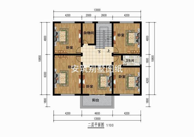 13*10米二層方正小戶型自建房戶型圖，簡易實用