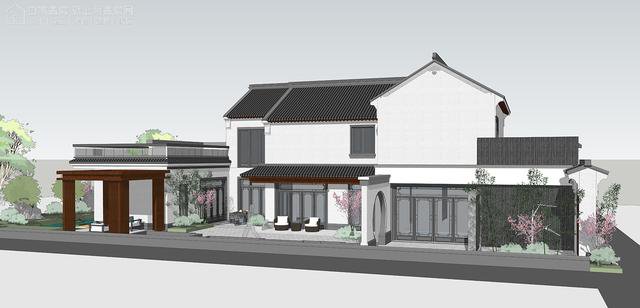 帶中式小院的農村住宅戶型圖，住進去肯定很愜意