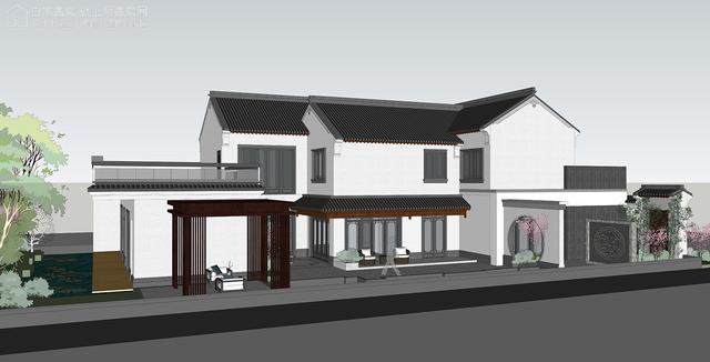 帶中式小院的農村住宅戶型圖，住進去肯定很愜意