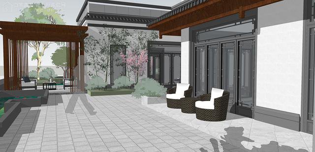 帶中式小院的農村住宅戶型圖，住進去肯定很愜意