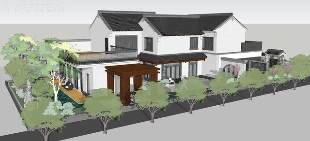 帶中式小院的農村住宅戶型圖，住進去肯定很愜意