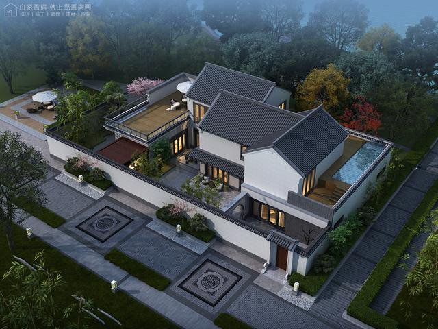 帶中式小院的農村住宅戶型圖，住進去肯定很愜意