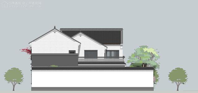 帶中式小院的農村住宅戶型圖，住進去肯定很愜意