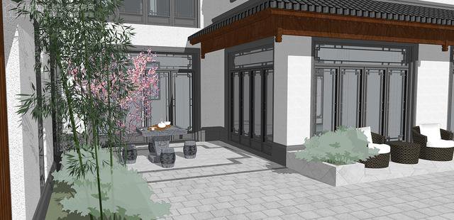 帶中式小院的農村住宅戶型圖，住進去肯定很愜意