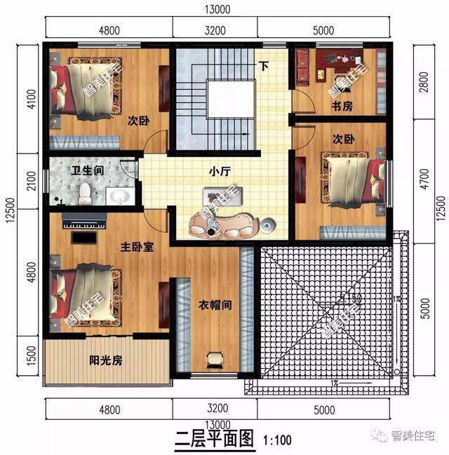 3棟外觀相似的美式別墅設(shè)計(jì)圖，外觀相似，戶型各不同