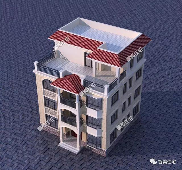 農(nóng)村四層平屋頂樓房戶型方案設(shè)計，外觀挺大氣，50萬左右