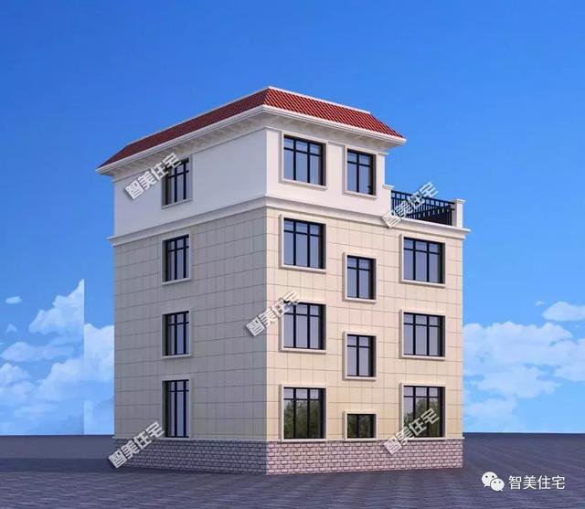 農(nóng)村四層平屋頂樓房戶型方案設(shè)計，外觀挺大氣，50萬左右