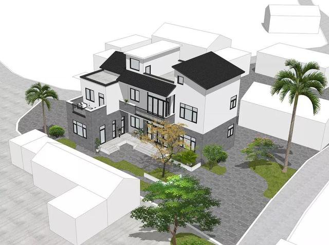 4套帶小院子的農村住宅戶型圖，2款傳統(tǒng)，2款時尚