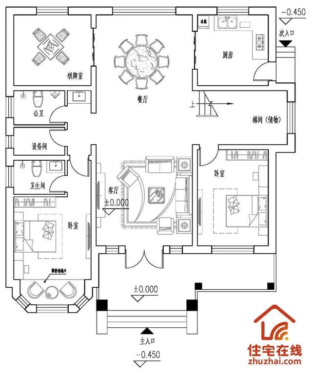 4套帶小院子的農村住宅戶型圖，2款傳統(tǒng)，2款時尚