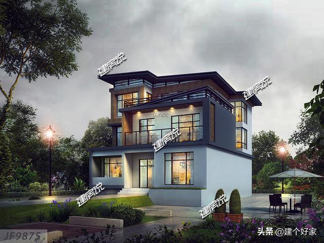 現(xiàn)代平屋頂設(shè)計(jì)三層樓房子戶型圖，預(yù)算36萬(wàn)