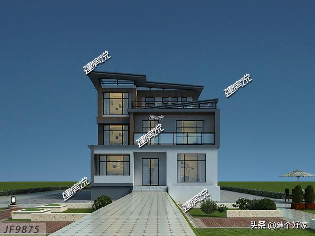 現(xiàn)代平屋頂設(shè)計(jì)三層樓房子戶型圖，預(yù)算36萬(wàn)