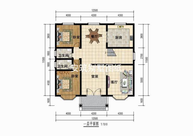 12*11米的二層半簡(jiǎn)歐農(nóng)村房子戶型圖，適合農(nóng)村建