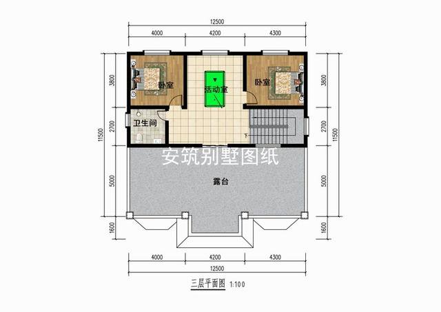 12*11米的二層半簡(jiǎn)歐農(nóng)村房子戶型圖，適合農(nóng)村建