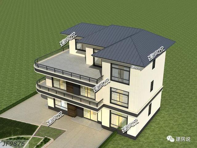 80后和90后喜歡的三層現(xiàn)代樓房戶型圖，城市房價高，回老家建一棟