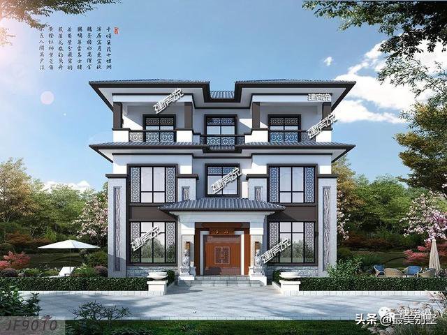 新中式四合院風(fēng)格三層自建房戶型圖，大氣高端有內(nèi)涵