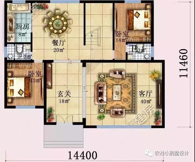 16款農(nóng)村兩層住宅鄉(xiāng)墅戶(hù)型圖，顏值比較高