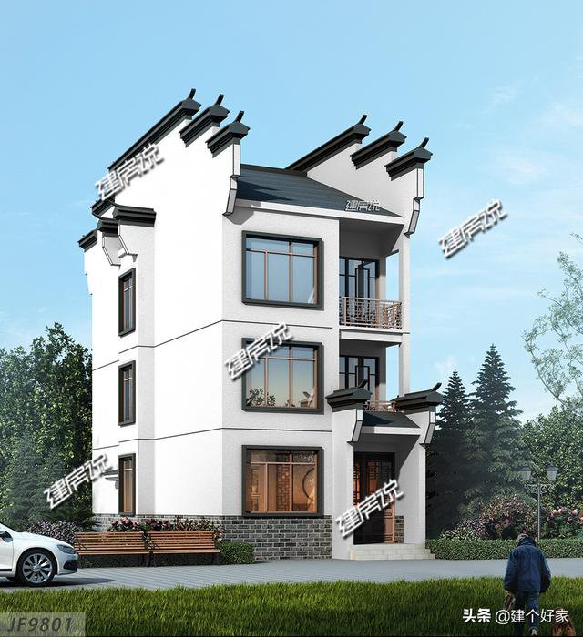 16款中式徽派自建房別墅圖片，高清外觀效果圖