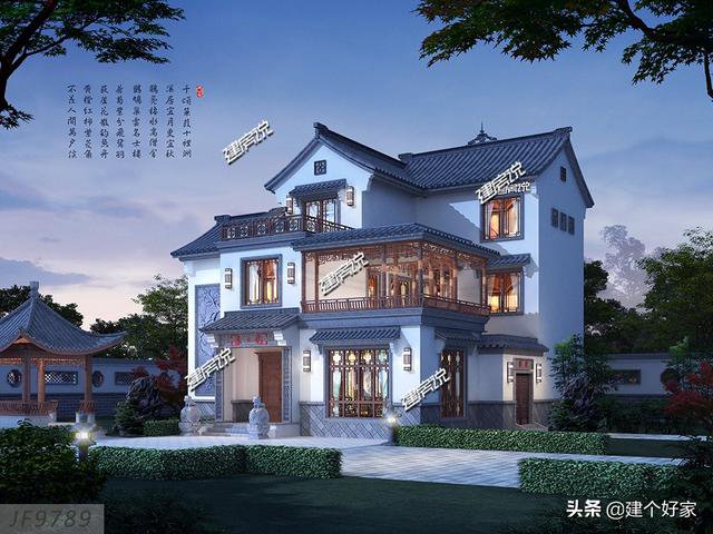 16款中式徽派自建房別墅圖片，高清外觀效果圖