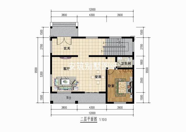 開間12米進(jìn)深9.5米三層簡(jiǎn)歐房子戶型方案圖，比較實(shí)用