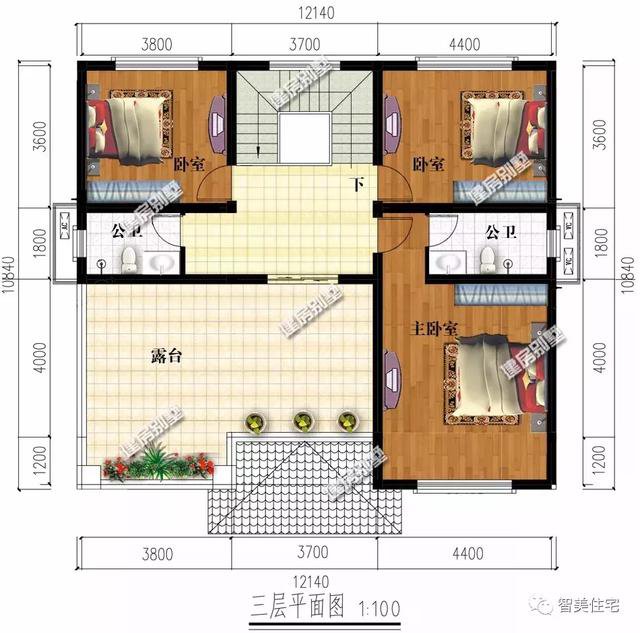寬12米左右的農(nóng)村住宅戶型圖，適合大部分宅基地