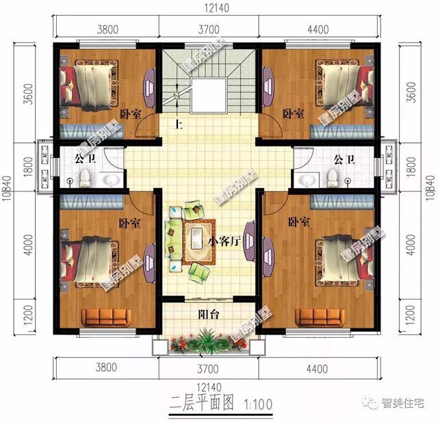 寬12米左右的農(nóng)村住宅戶型圖，適合大部分宅基地